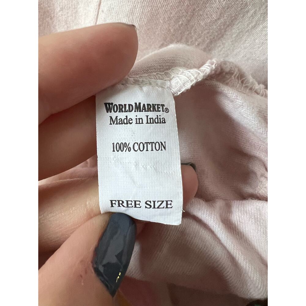 World Market Women's Summer Jumpsuit Sleeveless Square Neck White Pink Free Size - Picture 8 of 11